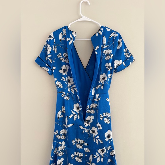 White House Black Market Satin Floral Print Faux Wrap Midi Dress Lined size 0 - Picture 8 of 12